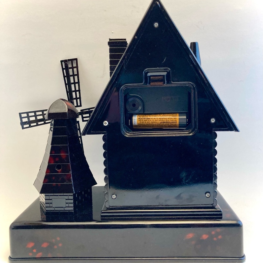 Black and Gold Windmill Music Box Clock - Unique Funky Goth - Picture 8 of 8